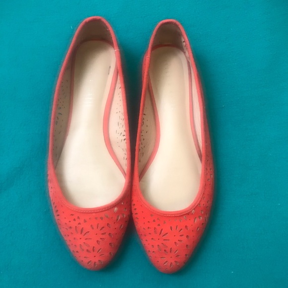 Kelly & Katie Shoes - Kelly & Katie Laser Cut Orange Suede Ballet S8.5